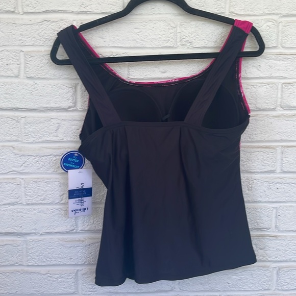 NWT Aquabelle Black/Pink Swimsuits For All Chlorine Resistant Tankini Top - Picture 3 of 5